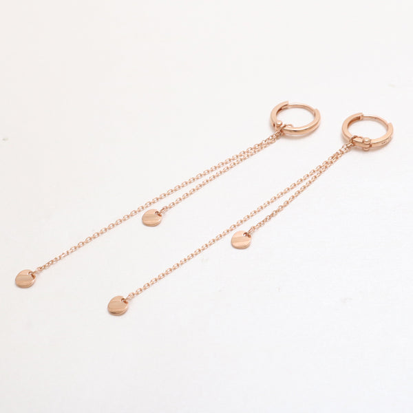 Double Long Chain Huggie Earrings