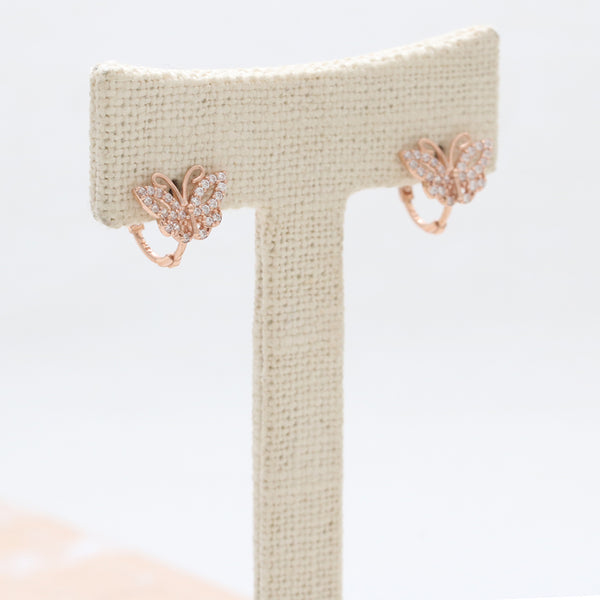 CZ Pave Butterfly Huggie Earrings