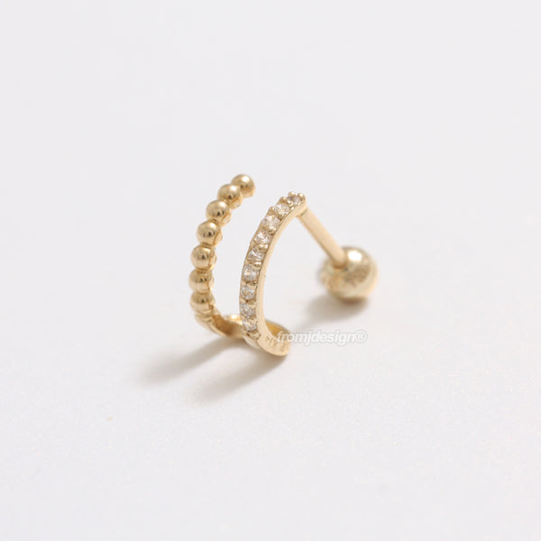 CZ Pave & Tiny Ball Hoop Piercing