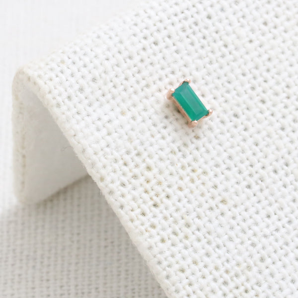 Baguette Green Onyx Prongs Labret