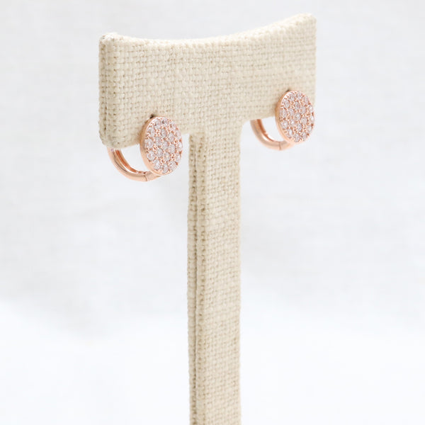 CZ Pave Circle Huggie Earrings