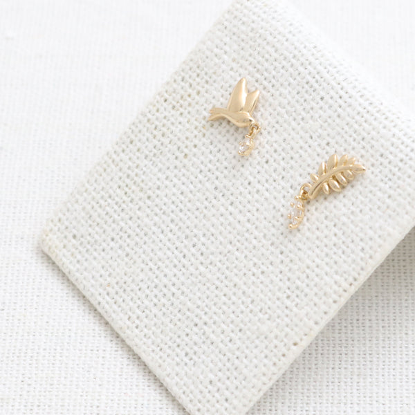 Bird & Laurel Tree Branch Earrings