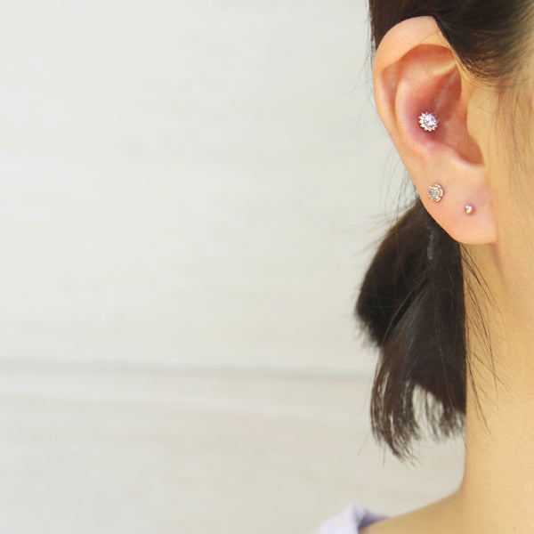 Moonstone Flower Ear Piercing