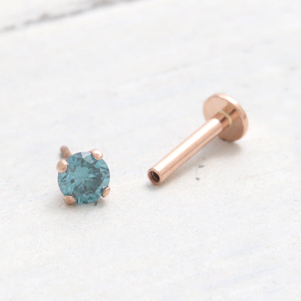 0.1ct Blue Diamond 4 Prongs Labret