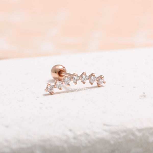 Seven Moissanite Curved Stick Piercing