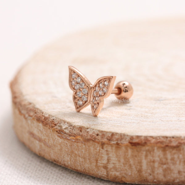 CZ Pave Butterfly Ear Piercing