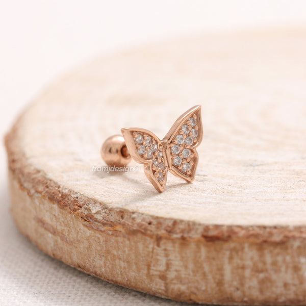 CZ Pave Butterfly Ear Piercing