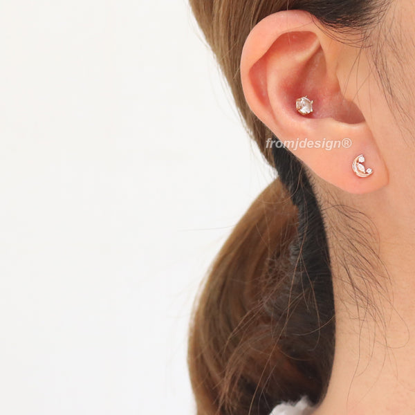 Boat CZ Accent Crescent Piercing