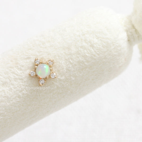 Opal & Diamond Flower Piercing
