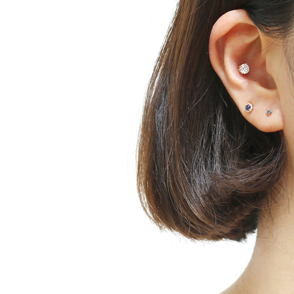 Blue Sapphire Octagon Ear Piercing