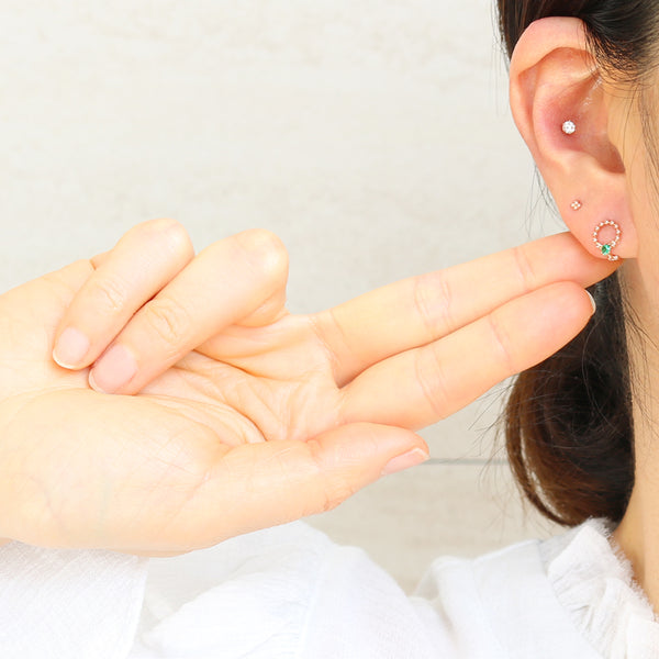 Green CZ Bubbles Circle Earrings