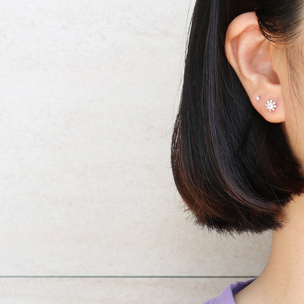 CZ Halo Flower Ear Piercing